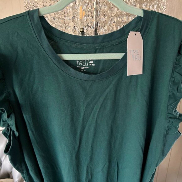 BNWT Teal Flutter Sleeve Belted Midi Dress Sz XL from Time & Tru - Picture 3 of 4